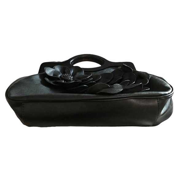 Scarleton Los Angeles Rose Wood Handle Handbag Black Purse Fashion Vegan - Picture 9 of 9